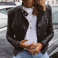 R&B | Damen Slim Fit Stehkragen PU Jacke