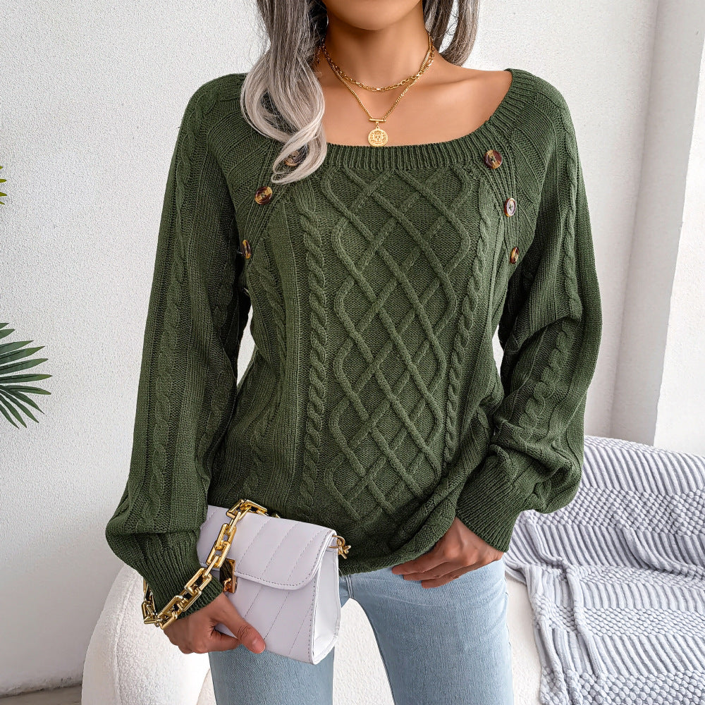 R&B | Pullover mit quadratischem Halsausschnitt zum Stricken