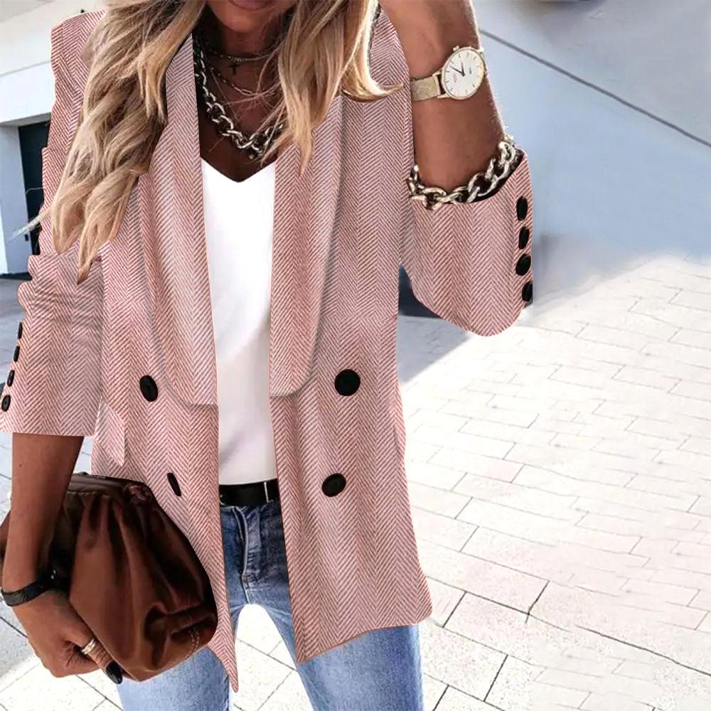R&B | Einfarbige Blazerjacke mit Revers und Langen Ärmeln, Ideal für Den Herbst.
