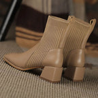R&B | Stiefel mit Quadratischer Zehenpartie und Elastischen Stricksocken