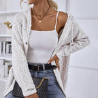 R&B | Cardigan - Damen Winter Freizeit Strickcardigan mit Kapuze