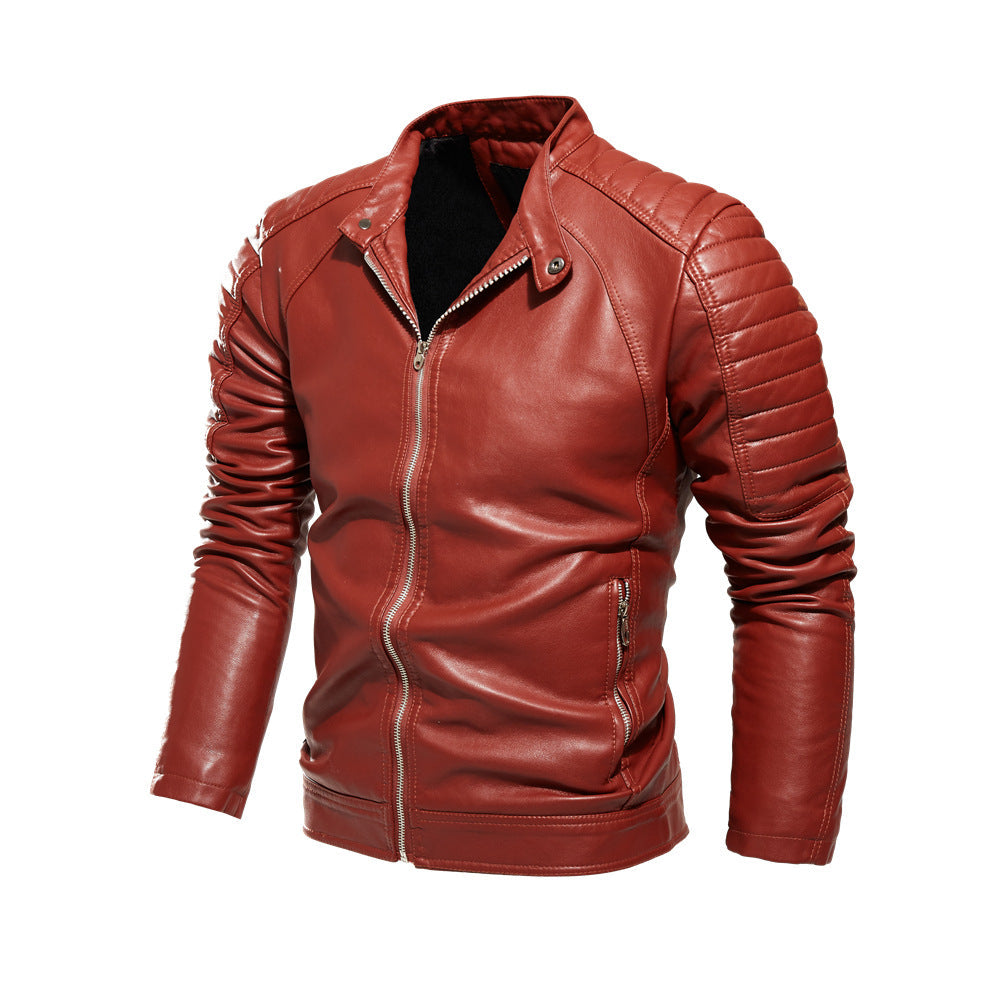 Herren Kunstlederjacke mit strukturierten Einsätzen R&B