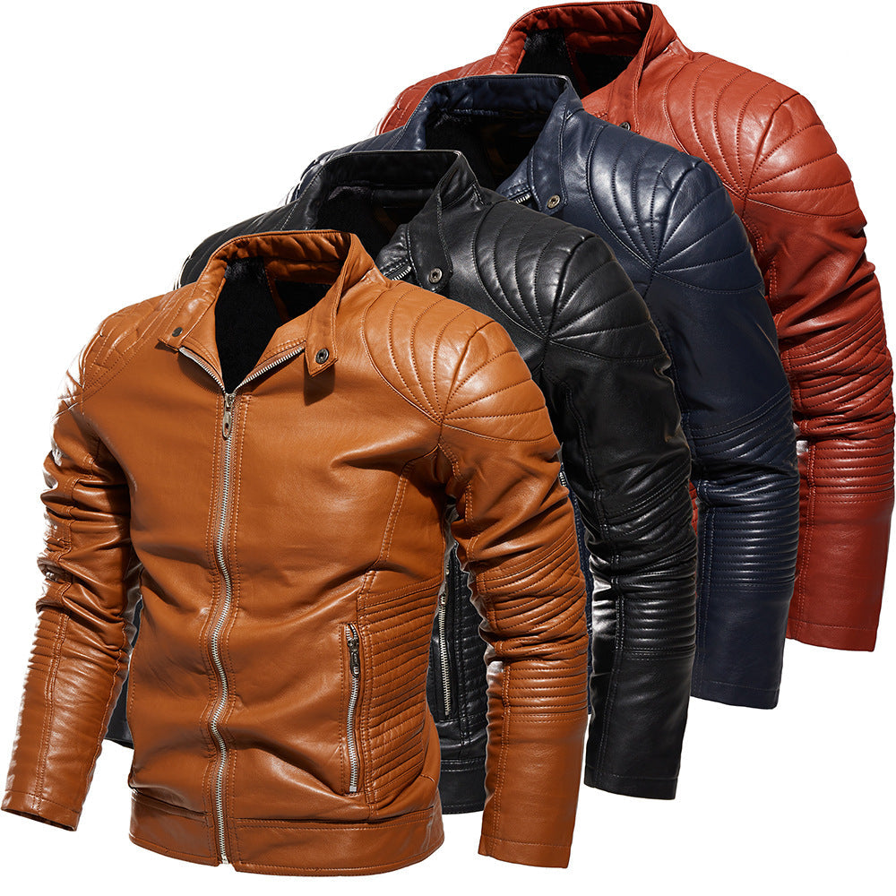 Herren Bikerjacke aus kunstvoll verarbeitetem mit markanten Steppdetails und praktischen Taschen R&B
