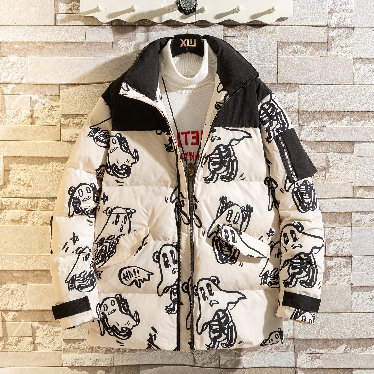 R&B | Bedruckte wattierte Jacke