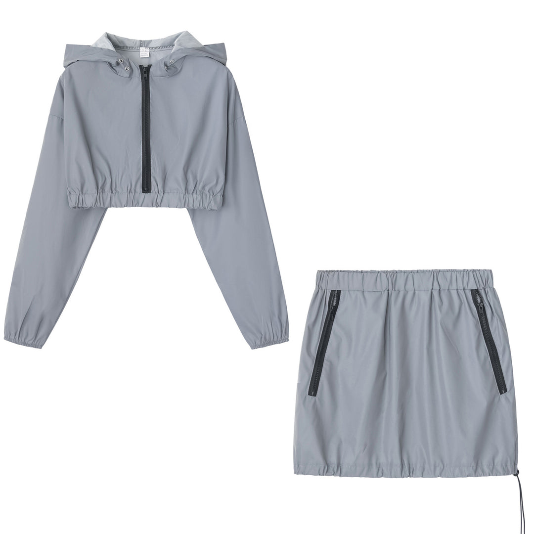 Damen sportliches cropped Outdoor-Set mit praktischen Reißverschlusstaschen R&B