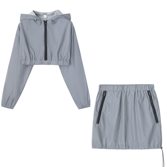 Damen sportliches cropped Outdoor-Set mit praktischen Reißverschlusstaschen R&B