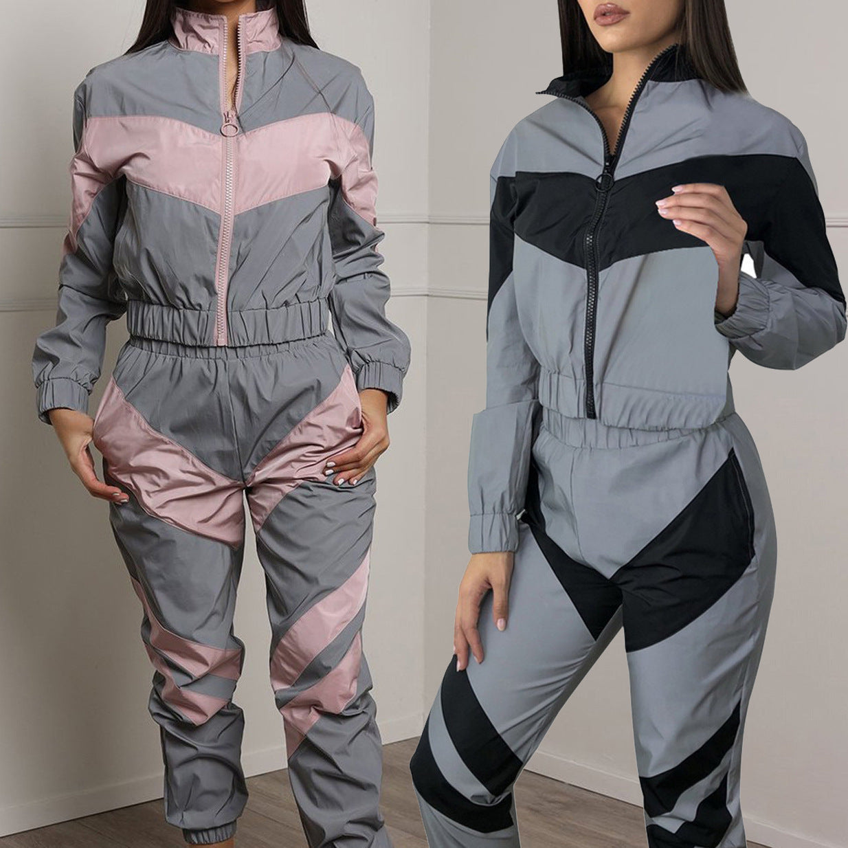 Damen Sportliches Jogginganzug mit kontrastierenden Farbakzenten und sportlichem Schnitt R&B