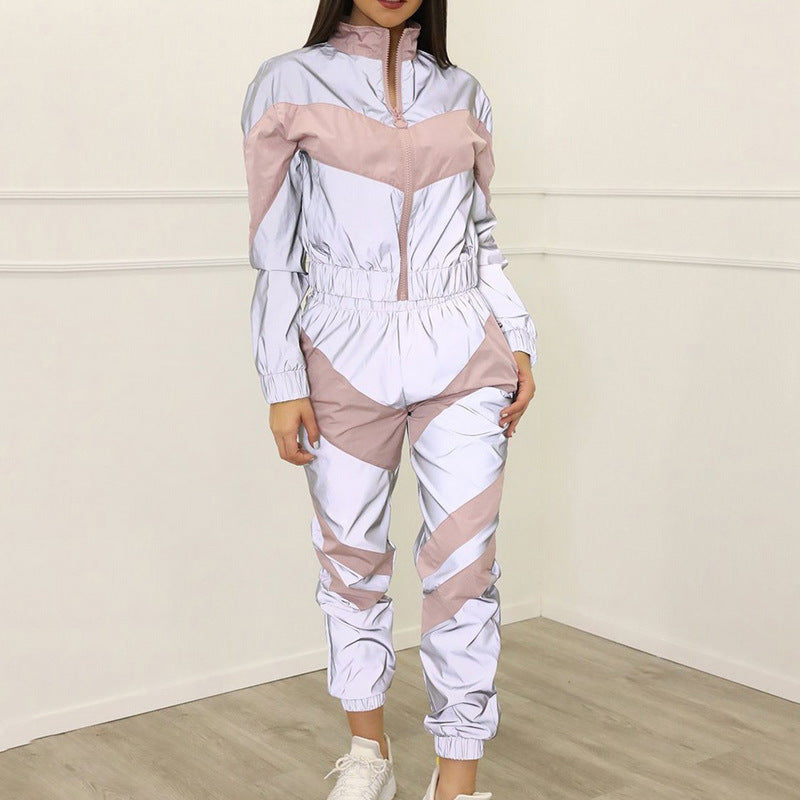 Damen Sportliches Jogginganzug mit kontrastierenden Farbakzenten und sportlichem Schnitt R&B