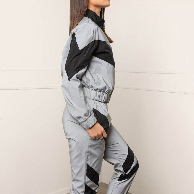 Damen Sportliches Jogginganzug mit kontrastierenden Farbakzenten und sportlichem Schnitt R&B