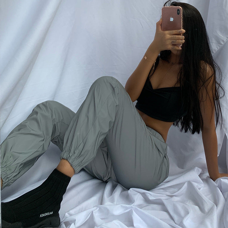 Damen lässige Freizeit-Hosen mit seitlichen Taschen und elastischem Bund R&B