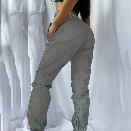 Damen lässige Freizeit-Hosen mit seitlichen Taschen und elastischem Bund R&B