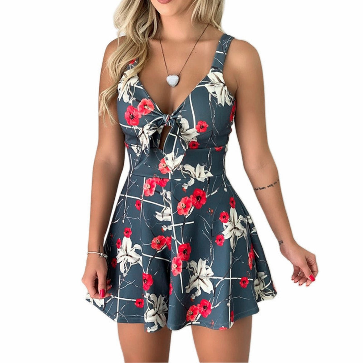 R&B | Hosenträger Brust Schleife Lace-Up Jumpsuit