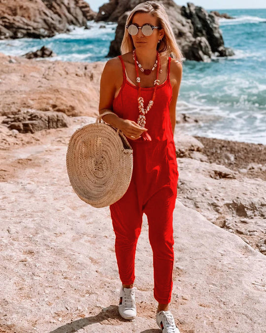 Damen Lässiger Jumpsuit mit elegantem Oberteil und praktischen Taschen R&B