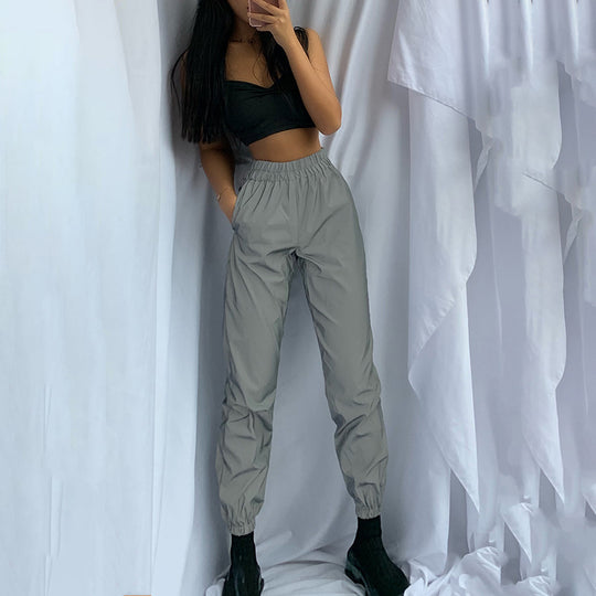 Damen lässige Freizeit-Hosen mit seitlichen Taschen und elastischem Bund R&B