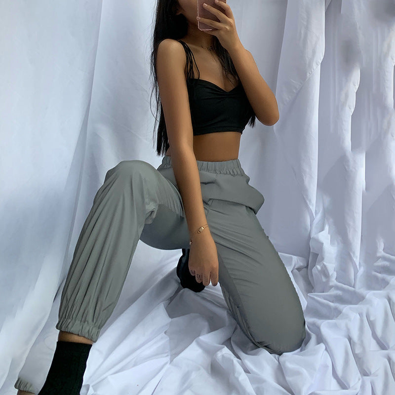 Damen lässige Freizeit-Hosen mit seitlichen Taschen und elastischem Bund R&B