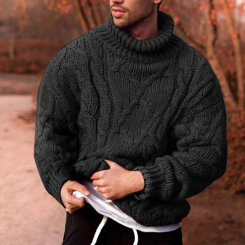 R&B | Sweater Hoher Kragen Wolle Übergröße Passform Kabelstrick Design