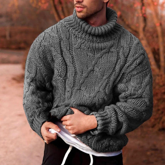 R&B | Sweater Hoher Kragen Wolle Übergröße Passform Kabelstrick Design