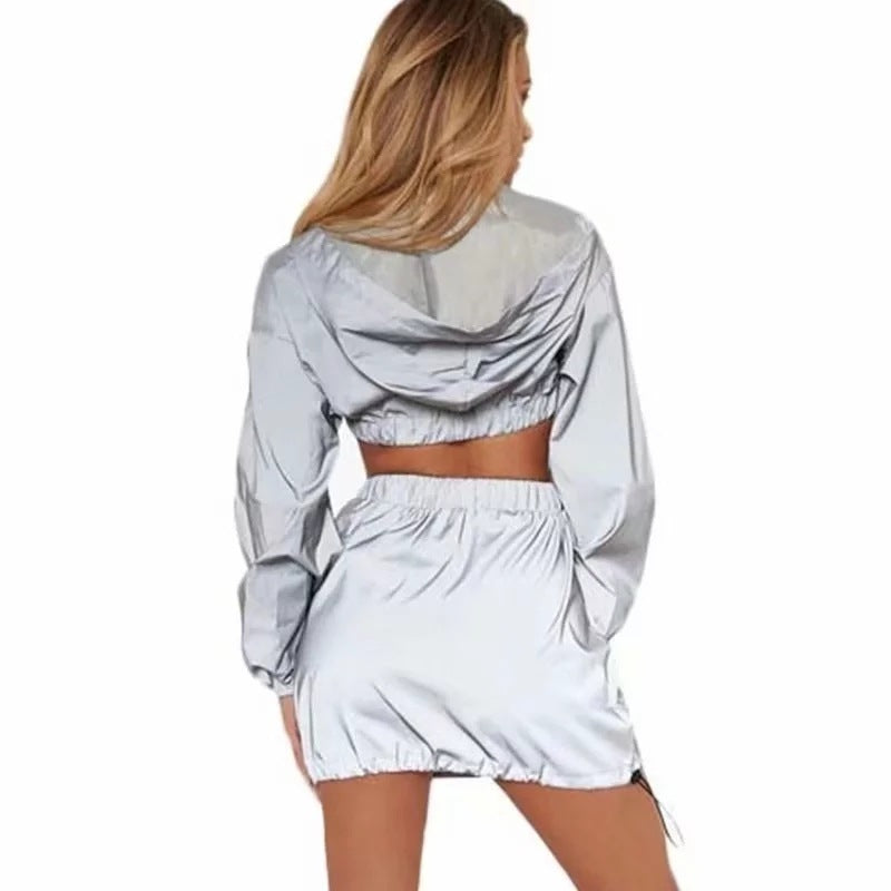 Damen sportliches cropped Outdoor-Set mit praktischen Reißverschlusstaschen R&B