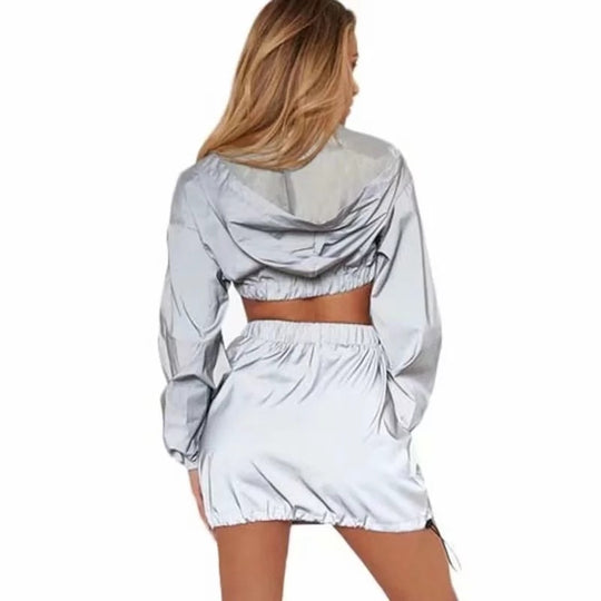 Damen sportliches cropped Outdoor-Set mit praktischen Reißverschlusstaschen R&B