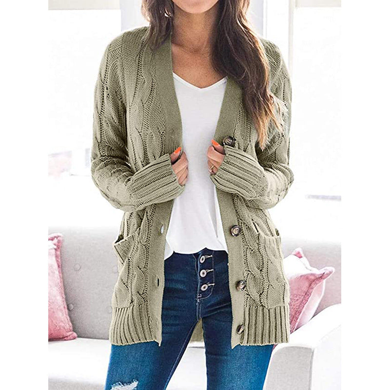 Damen Langarm-Strickjacke mit verspieltem Zopfmuster R&B