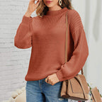 Damen kuscheliger Strickpullover mit hohem Kragen und modernen Lochdetails R&B