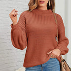 Damen kuscheliger Strickpullover mit hohem Kragen und modernen Lochdetails R&B