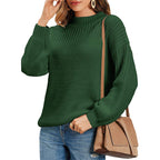 Damen kuscheliger Strickpullover mit hohem Kragen und modernen Lochdetails R&B