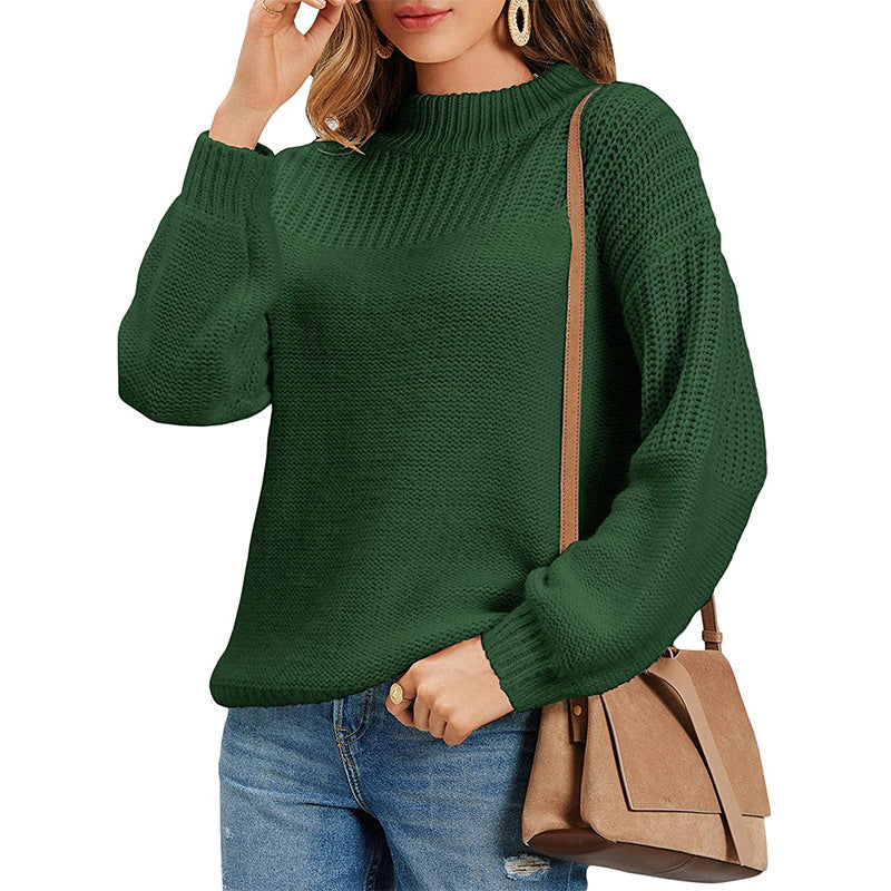 Damen kuscheliger Strickpullover mit hohem Kragen und modernen Lochdetails R&B