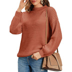 Damen kuscheliger Strickpullover mit hohem Kragen und modernen Lochdetails R&B