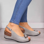 Damen Keil-Pantolette mit modischem Schleifendetail