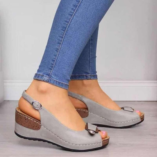 Damen Keil-Pantolette mit modischem Schleifendetail R&B
