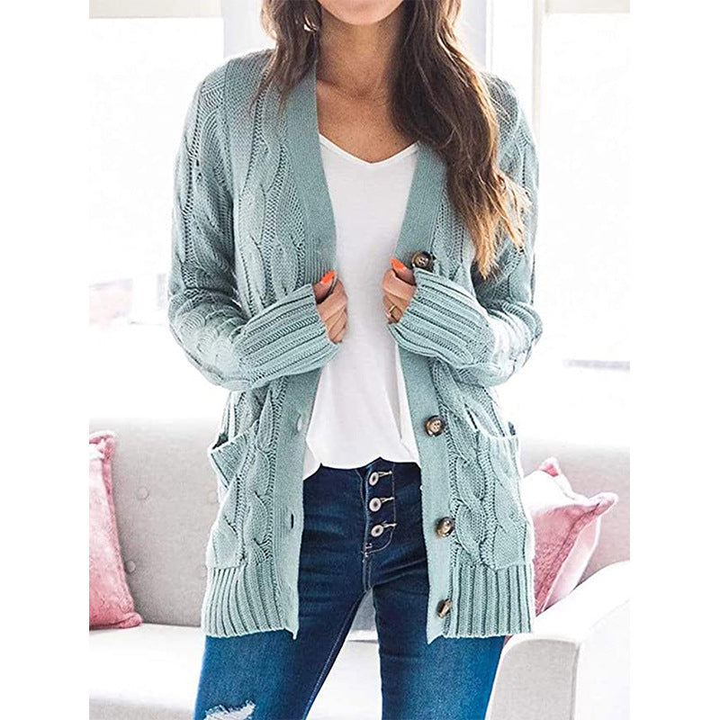Damen Langarm-Strickjacke mit verspieltem Zopfmuster R&B