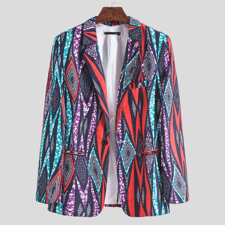 Damen Blazer mit auffälligem geometrischen Muster und eleganter Schnittführung