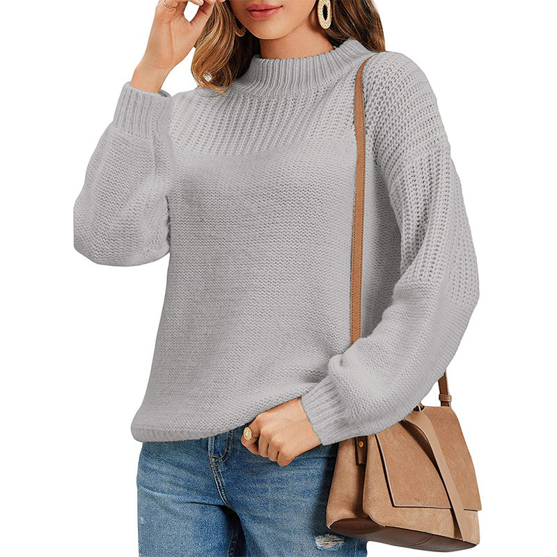 Damen kuscheliger Strickpullover mit hohem Kragen und modernen Lochdetails R&B