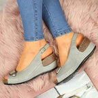Damen Keil-Pantolette mit modischem Schleifendetail