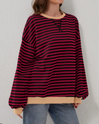 ÜBERGROßES, GESTREIFTES SWEATSHIRT MIT LANGEN ÄRMELN