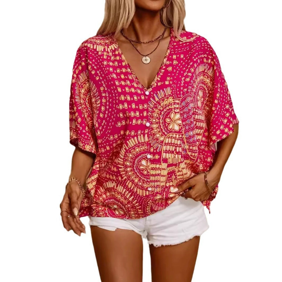 R&B | Lässiges Shirt mit V-Ausschnitt