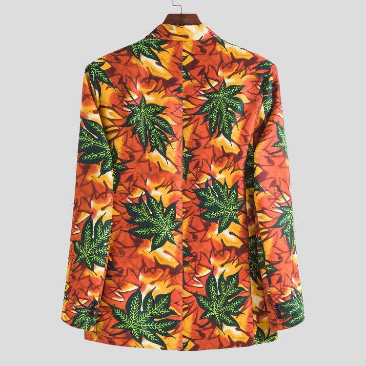Damen Blazer im tropischen Blätterdesign