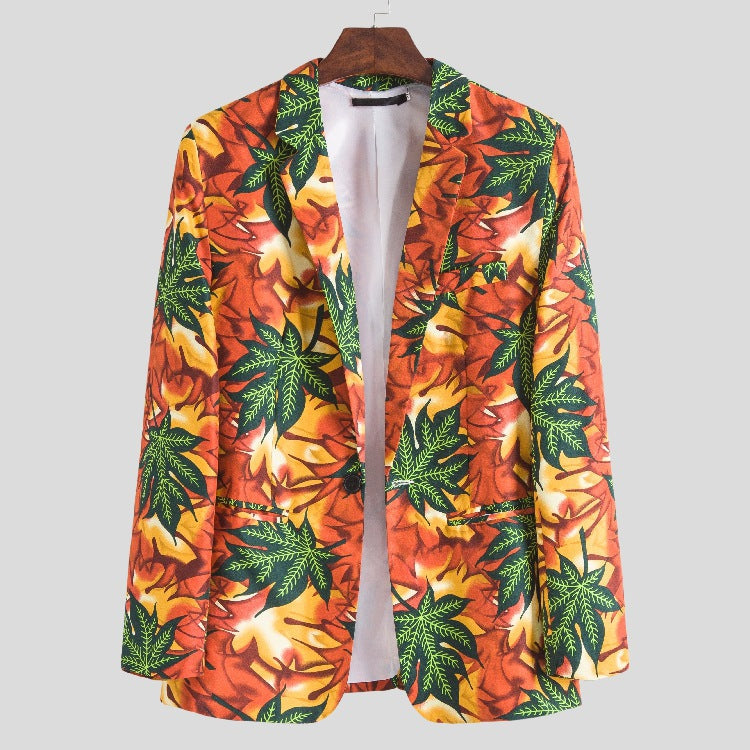 Damen Blazer im tropischen Blätterdesign