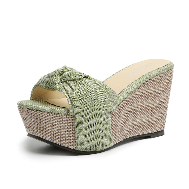 Damen Wedge-Sandaletten mit dekorativem Knoten und komfortablem Fußbett R&B