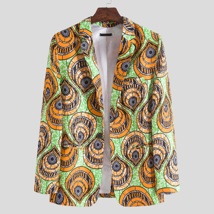 Damen Blazer mit auffälligem afrikanischen Muster und modernem Schnitt