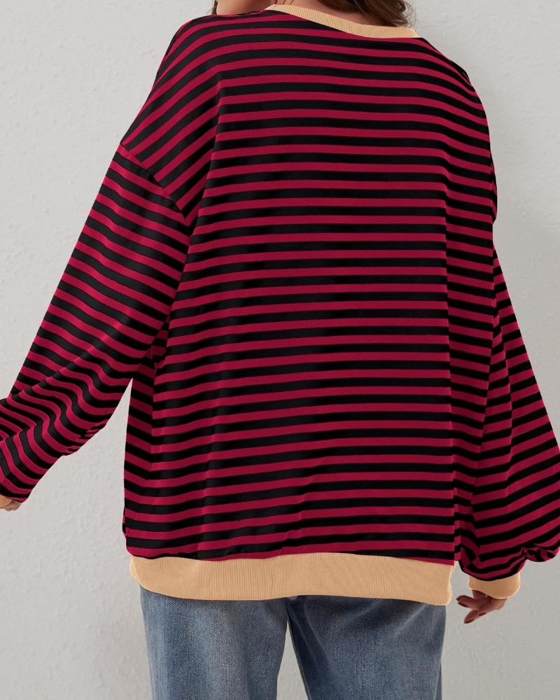 R&B | Übergrößen Streifen Langarm Sweatshirt