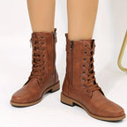 R&B | Tief Ausgeschnittene Schnürstiefel mit Reißverschluss