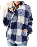 Damen Fleece Pullover mit Karomuster R&B