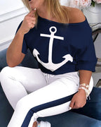 Damen Lockere Sweatshirt mit maritimem Anker-Design R&B