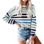 Damen Strickpullover mit modernem Streifenmuster und lässigem Schnitt R&B
