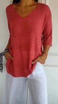 R&B | Bequemes Damen Stricktop mit V-Ausschnitt