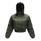 Damen cropped Outdoor-Jacke mit verstellbarem Kapuzenkragen und elastischen Bündchen