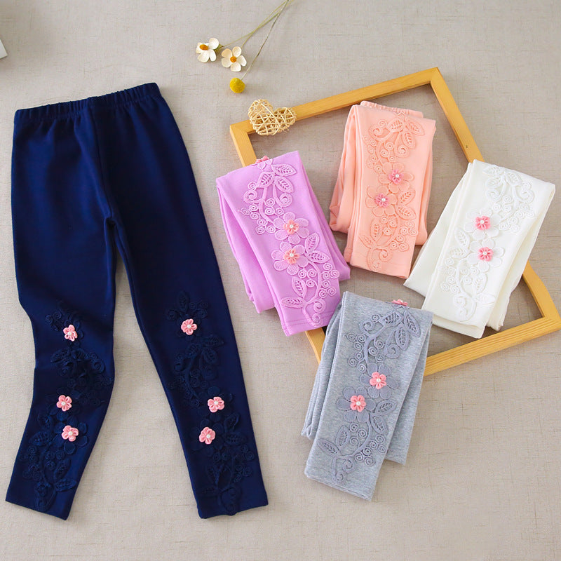 Mädchen Leggings mit floralen Stickereien R&B