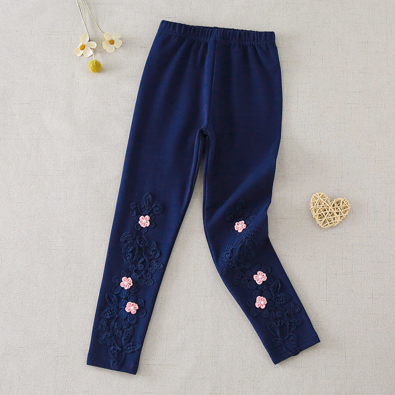 Mädchen Leggings mit floralen Stickereien R&B